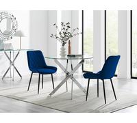 Furnitureboxuk Novara 100Cm Round Dining Table And 2 Pesaro Black Leg Chairs In Navy Navy One Size
