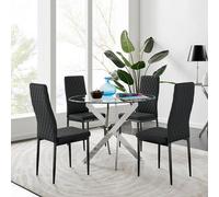 Furnitureboxuk Novara 100Cm Round Dining Table And 4 Milan Black Leg Chairs Black