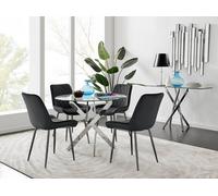 Novara 100cm Round Dining Table and 4 Pesaro Black Leg Chairs FurnitureboxUK Black One Size