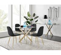 Novara Dining Table With Four Corona Gold Dining Chairs - Black