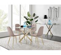 Novara Dining Table With Four Corona Gold Dining Chairs - Cappuccino