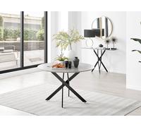 Novara 120cm Round 6-Seater Dining Table With Black Metal Legs FurnitureboxUK Grey One Size