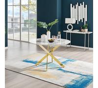 Furnitureboxuk Novara 120Cm Round 6-Seater Dining Table With Gold Chrome Legs In Off White Off White