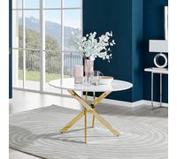 Furnitureboxuk Novara 120Cm Round 6-Seater Dining Table With Gold Chrome Legs In White White