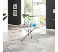 Furnitureboxuk Novara 120Cm Round 6-Seater Dining Table With Silver Chrome Legs In Grey Grey
