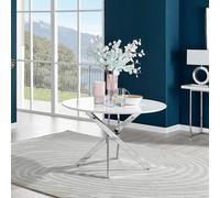 FurnitureboxUK Novara 120cm Round 6-Seater Dining Table With Silver Chrome Legs in White FurnitureboxUK White