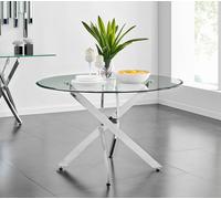 FurnitureboxUK Novara 120cm Round 6-Seater Glass & Metal Starburst Dining Table in Silver FurnitureboxUK Silver