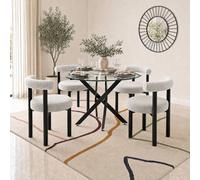 Furniturebox Uk Novara Glass Black Leg Round Dining Table 4 Grey Isola Chairs