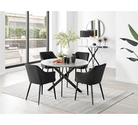 FurnitureboxUK Novara Grey Concrete Effect Black Leg 120cm Round Dining Table & 4 Calla Black Leg Chairs FurnitureboxUK Black