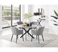 Novara Grey Concrete Black Leg 120cm Dining Table 4 Calla Black Leg Chairs - Grey