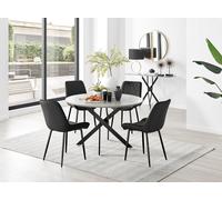 FurnitureboxUK Novara Grey Concrete Effect Black Leg 120cm Round Dining Table & 4 Pesaro Black Leg Chairs FurnitureboxUK Black