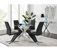 Novara Dining Table With Four Willow Chairs Set - Black