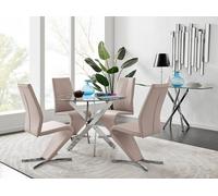 Novara Dining Table With Four Willow Chairs Set - Cappuccino