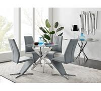 Novara Dining Table With Four Willow Chairs Set - Grey