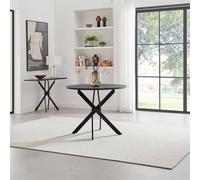 FurnitureboxUK Novara Round Black Wood & Metal 4 Seater Dining Table FurnitureboxUK Black