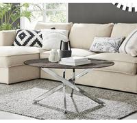 Furnitureboxuk Novara Round Marble Effect Glass Top Coffee Table With Silver Metal Starburst Legs In Grey Grey One Size