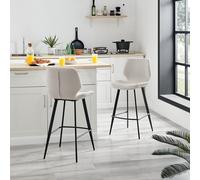 FurnitureboxUK Nyla Set of 2 Fabric Black Leg Bar Chair in Cream FurnitureboxUK Cream