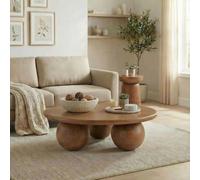 Furniturebox Uk Olympus Round Walnut Wood Sphere Leg Coffee Table