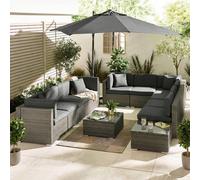 FurnitureboxUK Orlando 10 Seat Modular Outdoor Garden Sofa - PE Rattan Garden Sofa with Cushions - Two Garden Coffee Table in Grey FurnitureboxUK Grey