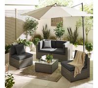FurnitureboxUK Orlando 4 Seat Modular Outdoor Garden Sofa - Rattan Garden Sofa with Thick Cushions - Garden Coffee Table in Grey FurnitureboxUK Grey