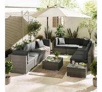 Furnitureboxuk Orlando Grey Rattan Wicker Modular 10 Seater Garden Patio Outdoor Corner L Shaped Sofa Chairs & Table Set & Cover