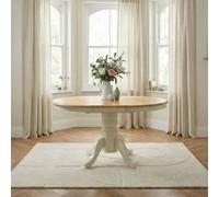 FurnitureboxUK Padstow Rustic Farmhouse Extending Solid Wood Dining Table in Cream FurnitureboxUK Cream
