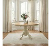FurnitureboxUK Padstow Rustic Farmhouse Extending Solid Wood Dining Table in Cream FurnitureboxUK Cream