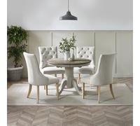FurnitureboxUK Padstow Wooden Extending Dining Table & 4 Belgravia Chairs in Light Grey FurnitureboxUK Light Grey