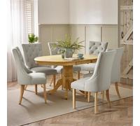 FurnitureboxUK Padstow Wooden Extending Dining Table & 6 Belgravia Chairs in Light Oak | Size: 6 Person FurnitureboxUK Light Oak 6 Person