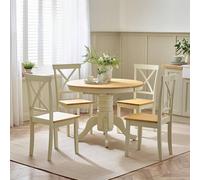 FurnitureboxUK Padstow Wooden Extending Dining Table & 6 Millford Chairs in Cream FurnitureboxUK Cream
