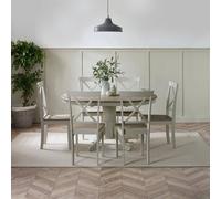 FurnitureboxUK Padstow Wooden Extending Dining Table & 6 Millford Chairs in Grey FurnitureboxUK Grey