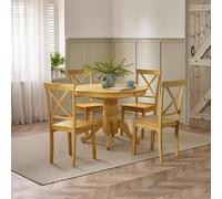Furniturebox Uk Padstow Oak Effect Wooden Extending Dining Table & 6 Millford Chairs