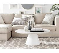 Palma Round Coffee Table with Pedestal Pillar Base and Semi-Matte or High Gloss Finish for Modern Minimalist Industrial Look FurnitureboxUK Beige One Size