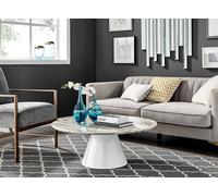 FurnitureboxUK Palma Round Coffee Table with Pedestal Pillar Base & Semi-Matte or High Gloss Finish for Modern Minimalist Industrial Look in Off-White FurnitureboxUK Off-White