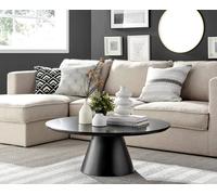 FurnitureboxUK Palma Round Coffee Table with Pedestal Pillar Base & Semi-Matte or High Gloss Finish for Modern Minimalist Industrial Look in Black FurnitureboxUK Black