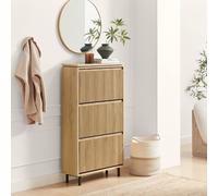 FurnitureboxUK Penrose Oak Effect Wood Shoe Storage Cabinet in Light Brown FurnitureboxUK Light Brown