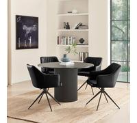 Furnitureboxuk Penrose Black Round Dining Table & 4 Calla Faux Leather Swivel Chairs Black One Size