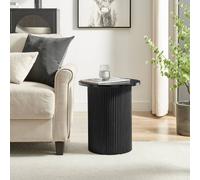 Furnitureboxuk Penrose Round Wooden Pedestal Side Table In Black Black One Size