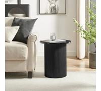 FurnitureboxUK Penrose Round Wooden Pedestal Side Table in Black FurnitureboxUK Black