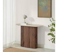 FurnitureboxUK Penrose Rounded Walnut Wood & Marble Effect Console Table FurnitureboxUK Walnut