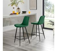 FurnitureboxUK Pesaro Set of 2 Velvet Black Legs Bar Chair in Green FurnitureboxUK Green