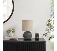 FurnitureboxUK Ripple Grey & Black Textured Ceramic Round Table Lamp FurnitureboxUK Grey