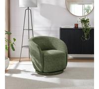 Furnitureboxuk Romilly Fabric Swivel Accent Tub Chair In Green Green