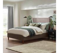 Furnitureboxuk Romy Tall Solid Wood King Or Double Bed Frame In Eco Recycled Fabric In Taupe Taupe King