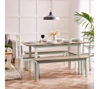 FurnitureboxUK Salcombe Extending Light Grey Table with 2 Chairs & 2 Large Benches FurnitureboxUK Light Grey