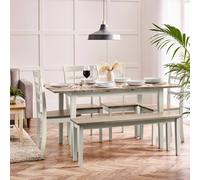 FurnitureboxUK Salcombe Extending Light Grey Table with 4 Chairs & 1 Large Bench FurnitureboxUK Light Grey