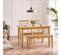 FurnitureboxUK Salcombe Extending Oak Effect Table with 2 Chairs & 1 Small Bench in Brown FurnitureboxUK Brown