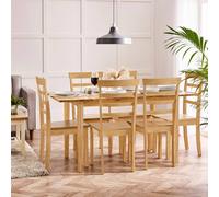 FurnitureboxUK Salcombe Extending Oak Effect Wooden Table & 6 Whitby Dining Chairs in Brown FurnitureboxUK Brown