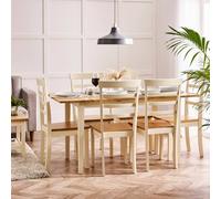 FurnitureboxUK Salcombe Large Rectangular Wooden Table & 6 Whitby Dining Chairs in Cream FurnitureboxUK Cream