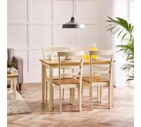 FurnitureboxUK Salcombe Small Rectangular Wooden Table & 4 Whitby Dining Chairs in Cream FurnitureboxUK Cream